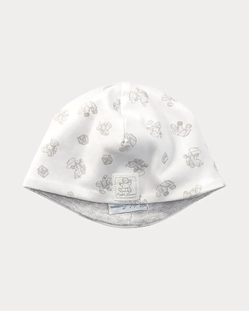 Ralph Lauren Wendbare Baumwollmütze mit Bärenmotiv White