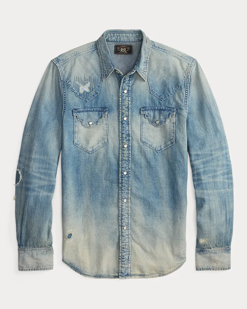 Ralph Lauren Slim-Fit Denim-Westernhemd im Used-Look Blue