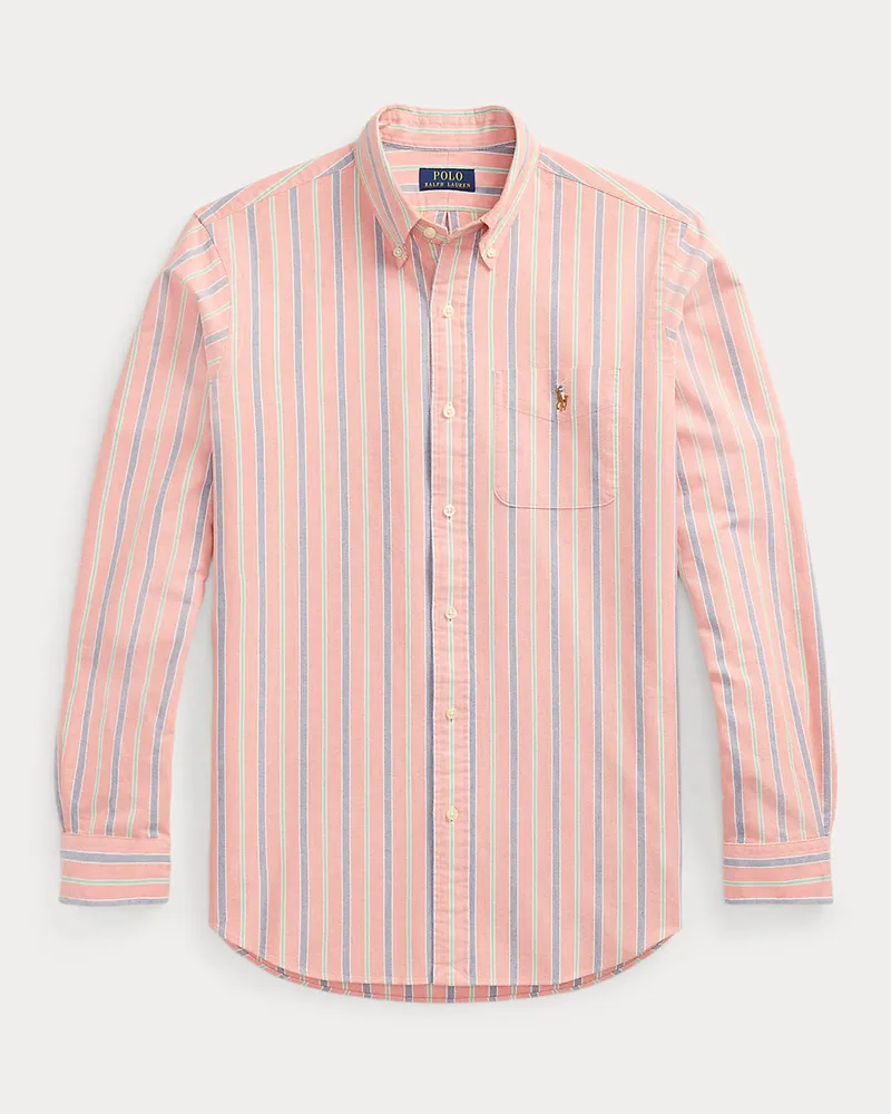 Ralph Lauren Gestreiftes Custom-Fit Oxfordhemd Orange