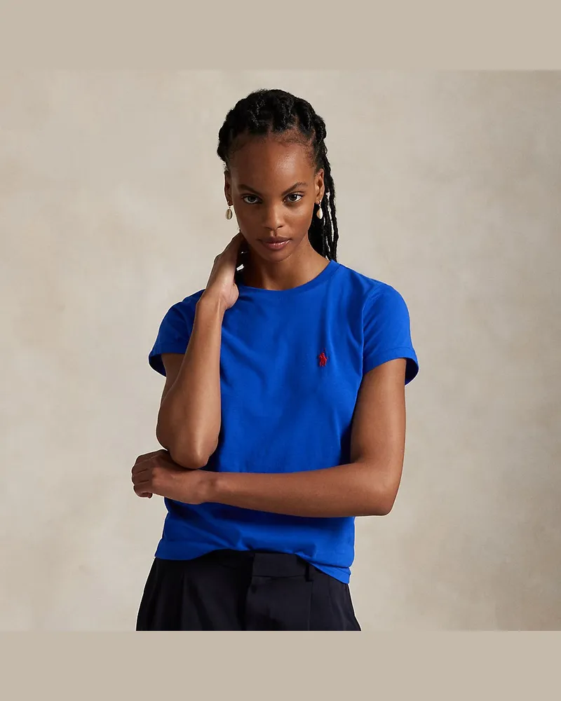 Ralph Lauren Rundhals-T-Shirt aus Baumwolljersey Blue