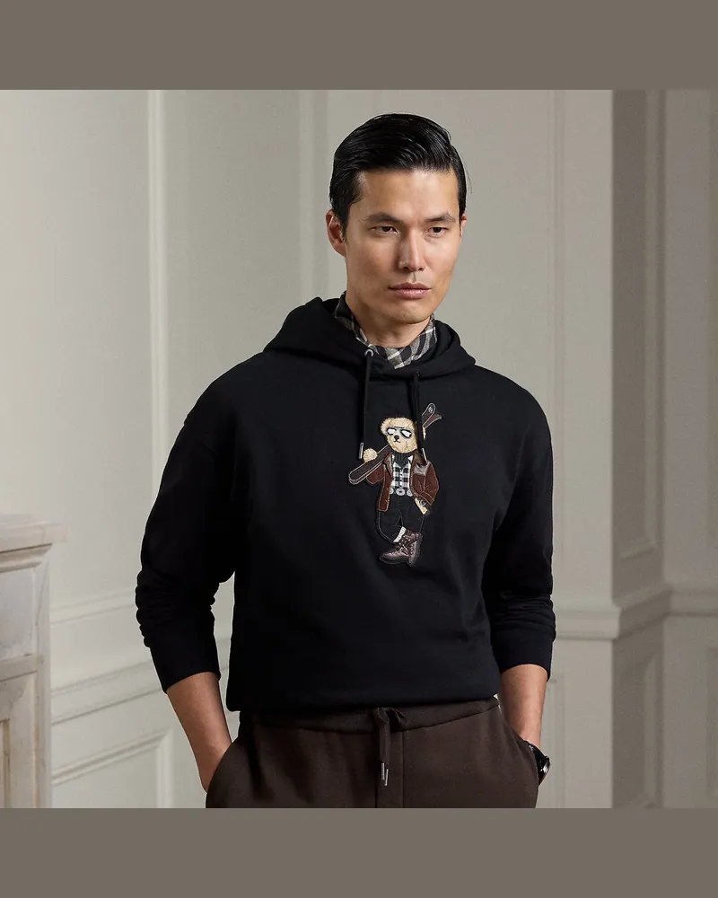 Ralph Lauren Fleece-Kapuzenpullover mit Polo Bear Black