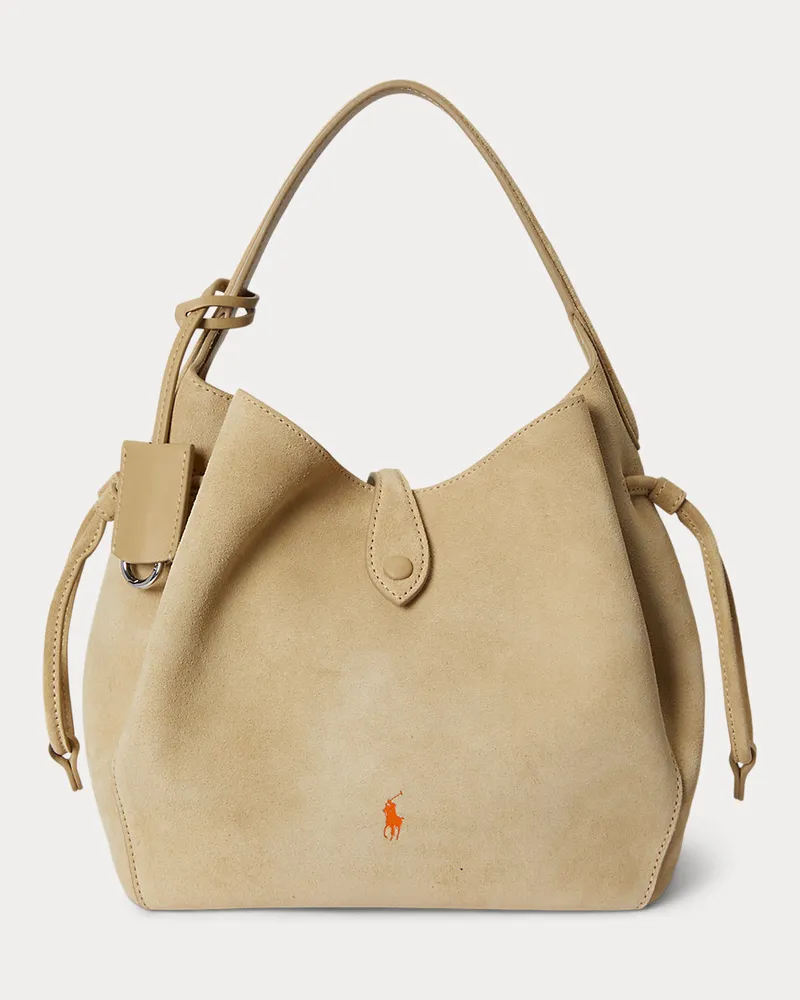Ralph Lauren Wildledertasche Polo Play in Beutelform Cream