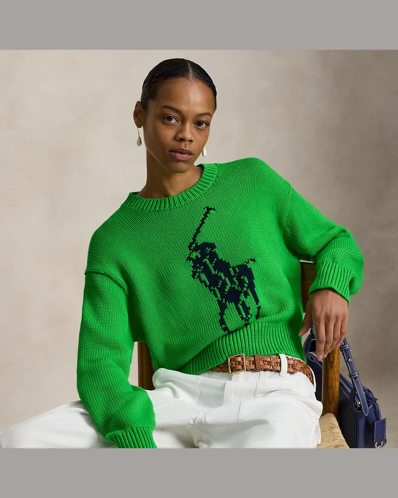 Ralph Lauren Big Pony Rundhalspullover aus Baumwolle Green