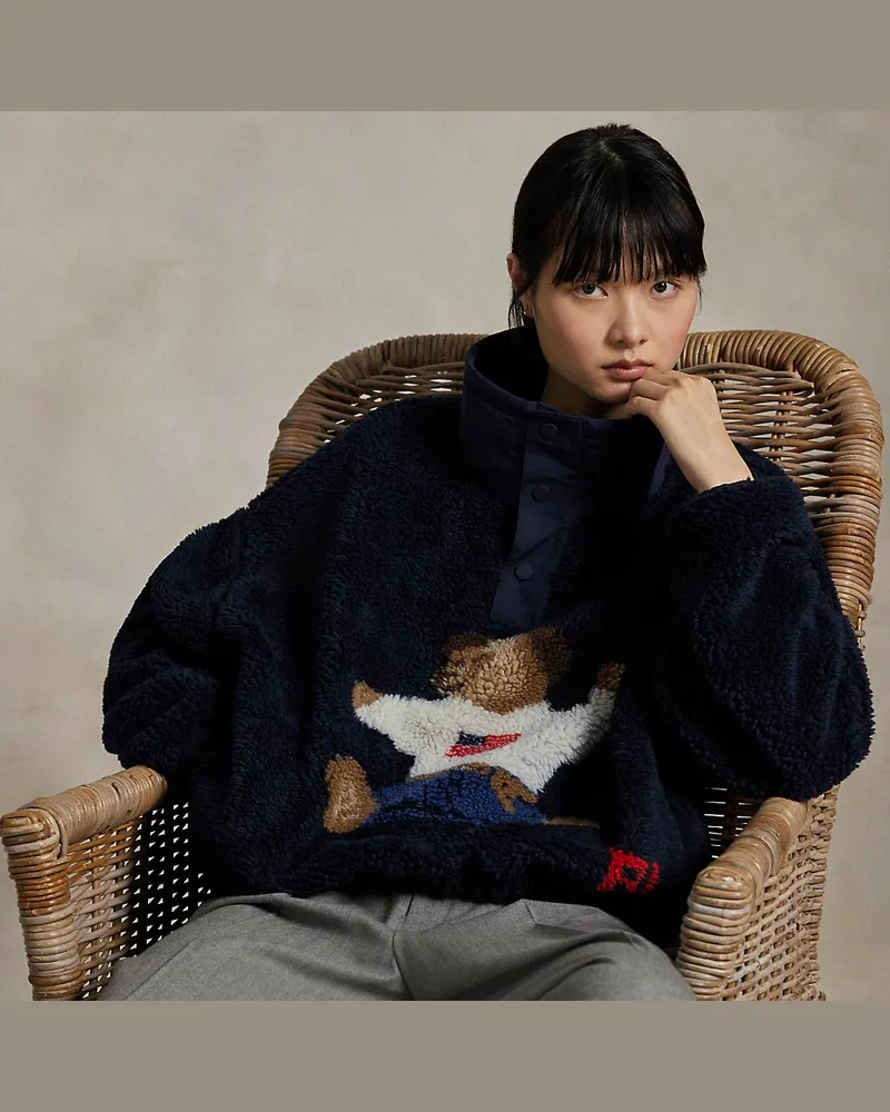 Ralph Lauren Fleecepullover mit Polo Bear Blue