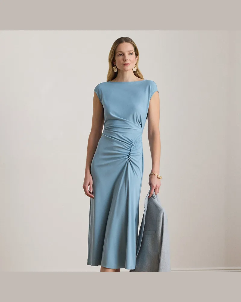 Ralph Lauren Plisseekleid aus Jersey mit Flügelärmeln Blue