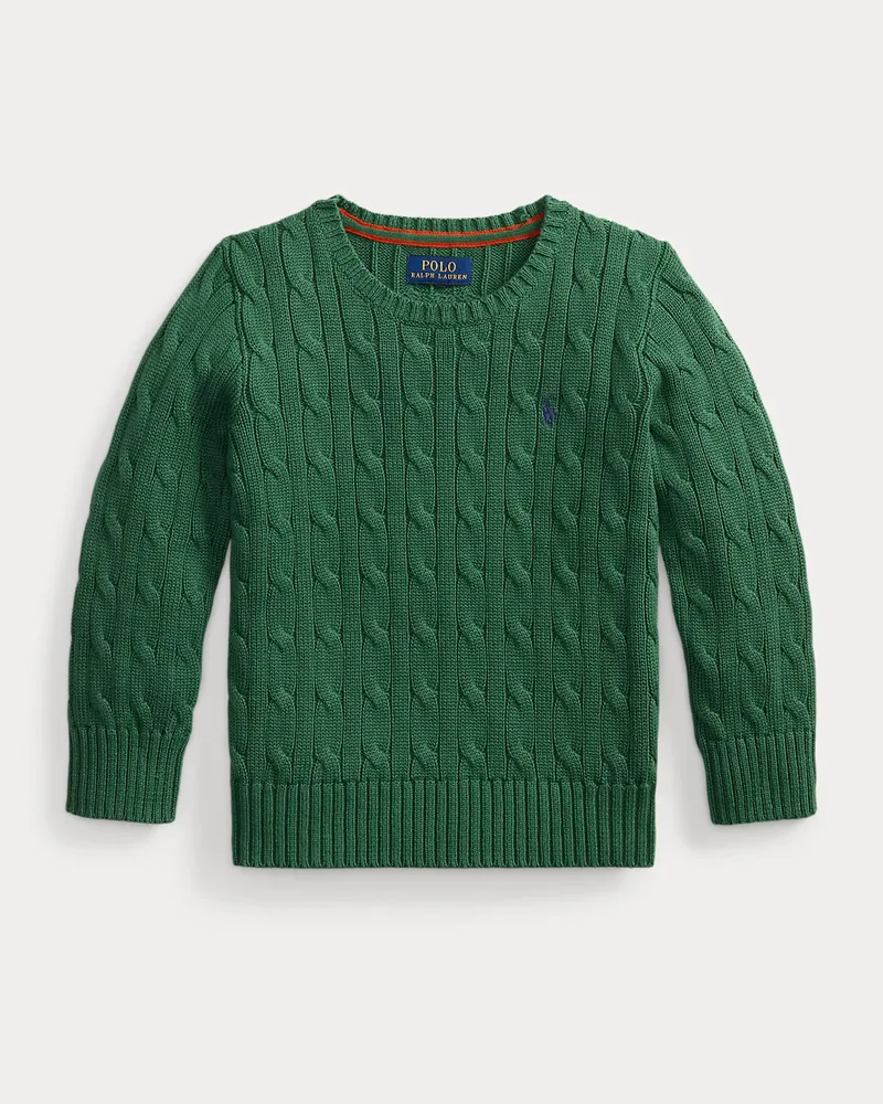 Ralph Lauren Baumwollpullover mit Zopfmuster Green