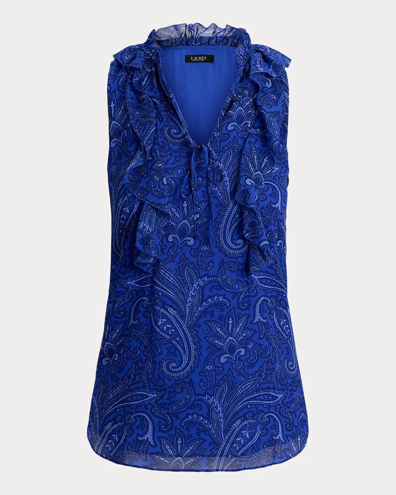 Ralph Lauren Bluse mit Paisley-Motiv und Rüschen Blue