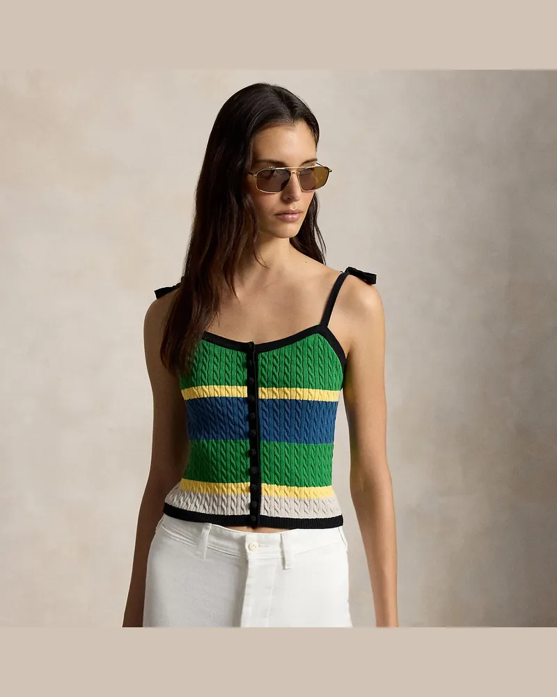 Ralph Lauren Color-Block-Tanktop mit Zopfmuster Black