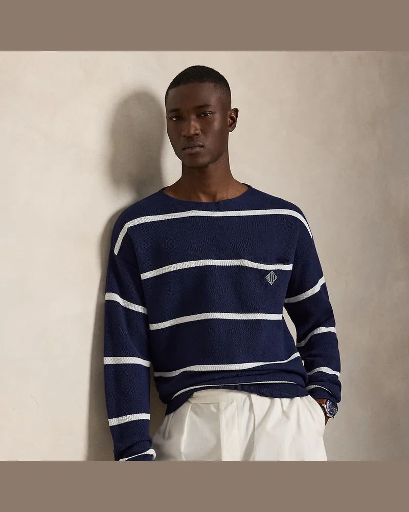 Ralph Lauren Relaxed-Fit Pullover aus Baumwollpiqué Blue