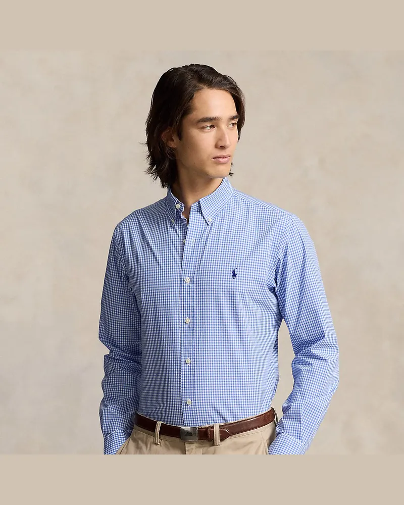 Ralph Lauren Slim-Fit Karohemd aus Stretchpopeline Blue