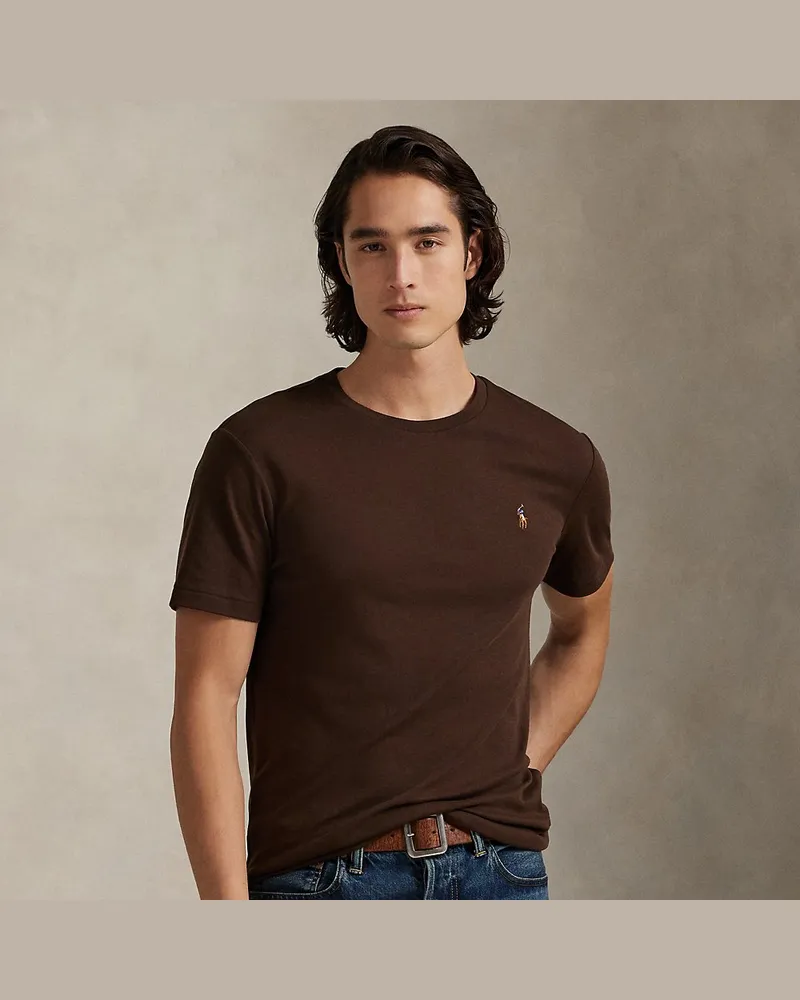 Ralph Lauren Weiches Custom-Slim-Fit Baumwoll-T-Shirt Brown