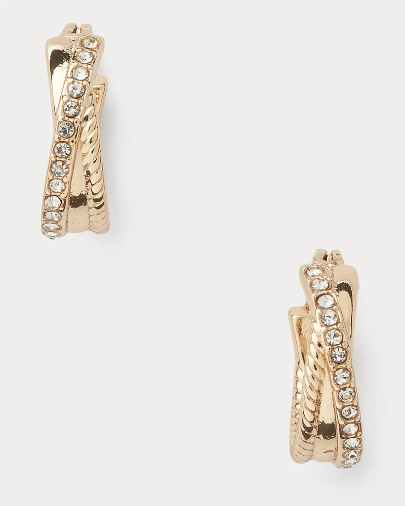 Ralph Lauren Verdrehte, goldfarbene Pavé-Creolen Gold