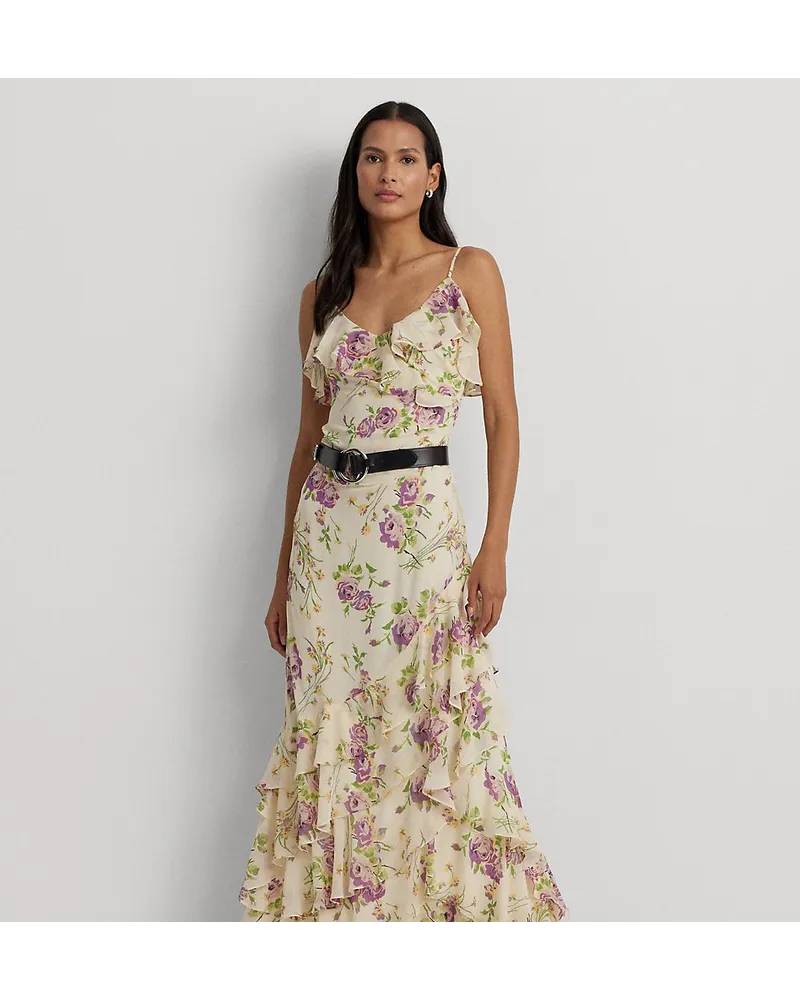 Ralph Lauren Florales Abendkleid aus Knittergeorgette Multi