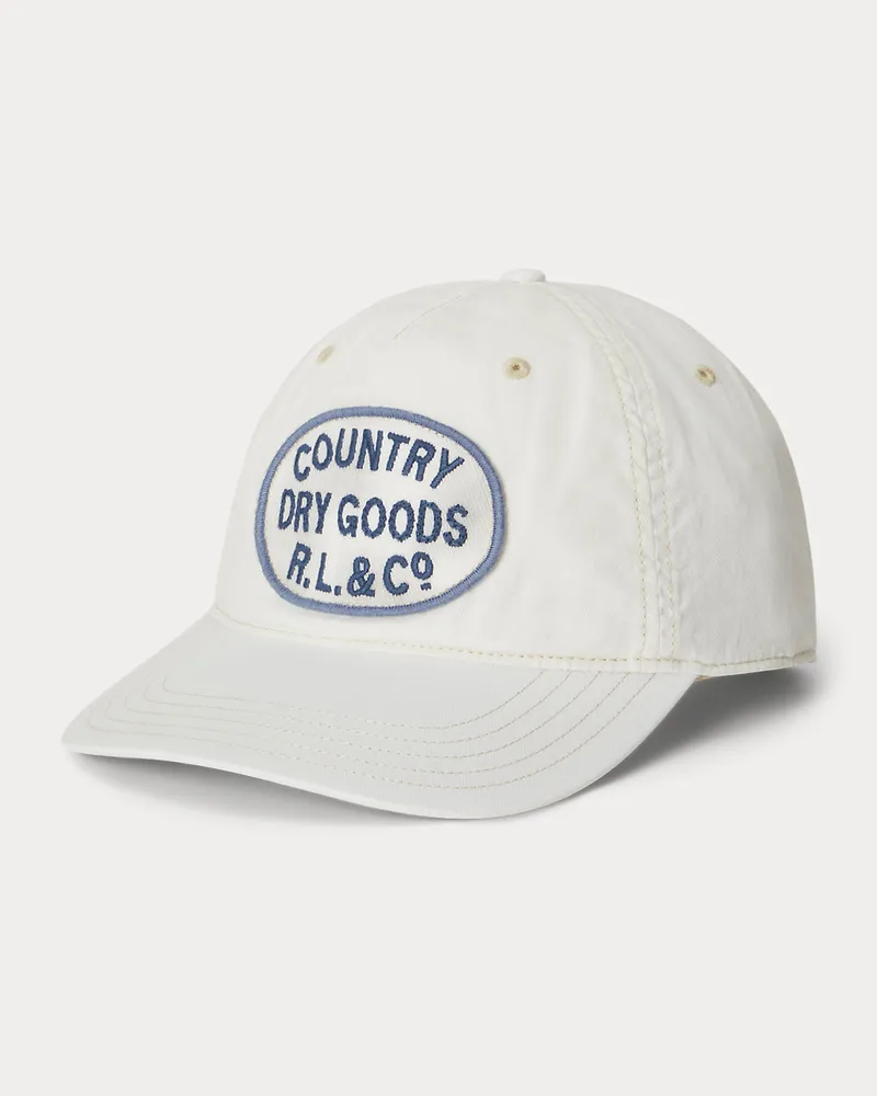 Ralph Lauren Fischgrat-Kappe mit gesticktem Aufnäher White