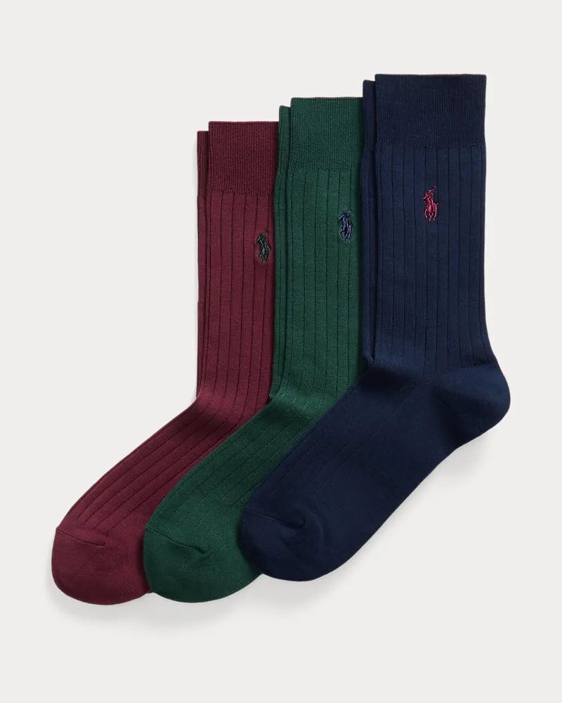 Ralph Lauren 3er-Pack gerippte Anzugsocken Red