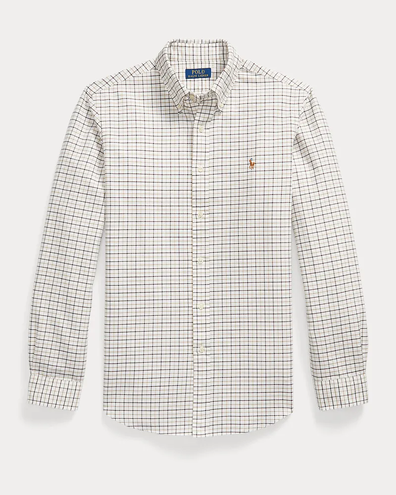 Ralph Lauren Custom-Fit Tattersall-Oxfordhemd White