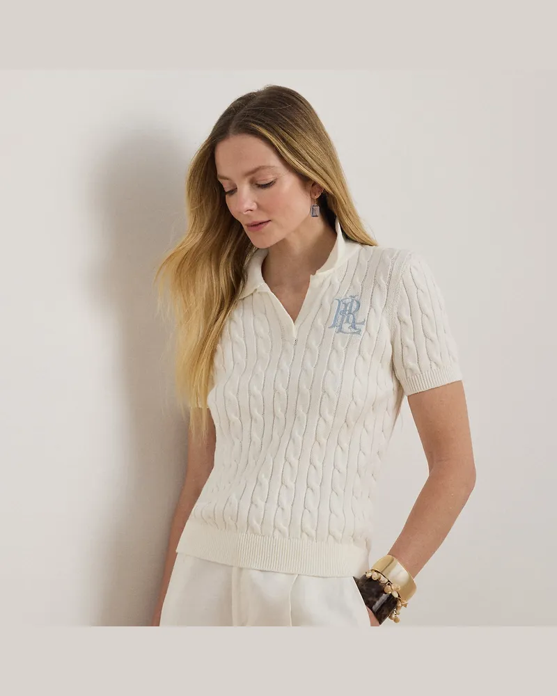 Ralph Lauren Polo-Pullover mit Zopfmuster White