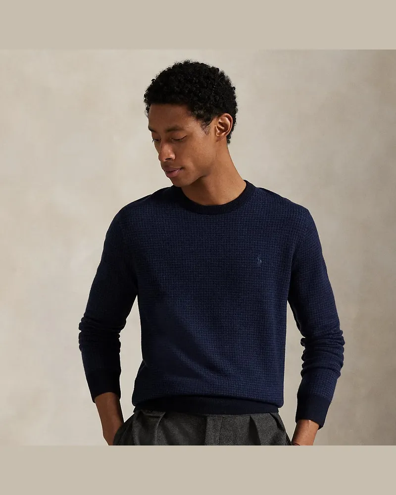 Ralph Lauren Waschbarer Hahnentritt-Wollpullover Blue
