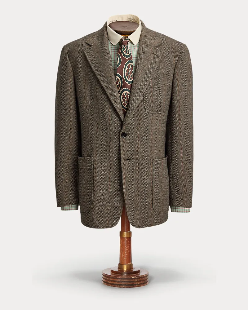 Ralph Lauren Anzugjacke mit Fischgratmuster Brown