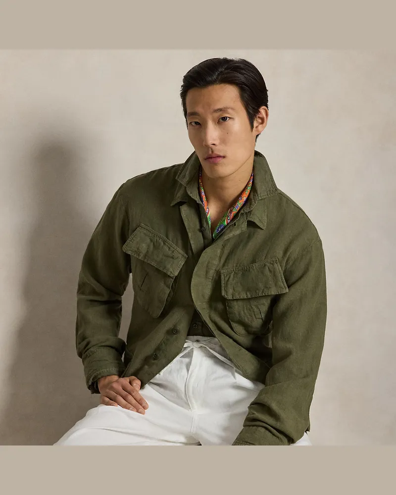 Ralph Lauren Utility-Hemdjacke aus Leinen Green
