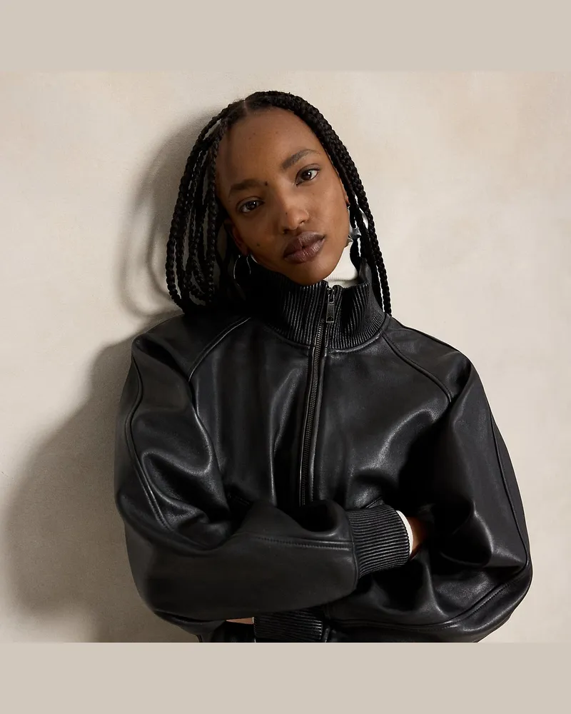 Ralph Lauren Pilotenjacke aus Leder Black