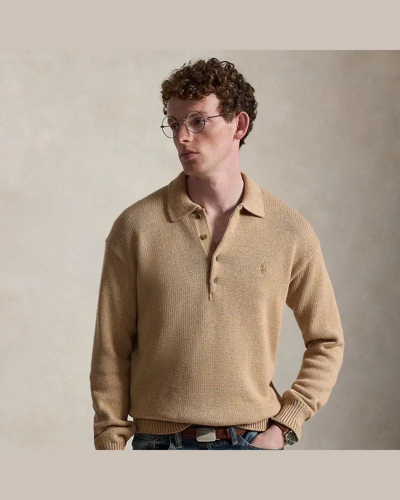 Ralph Lauren Relaxed-Fit Polopullover mit Zopfmuster Brown