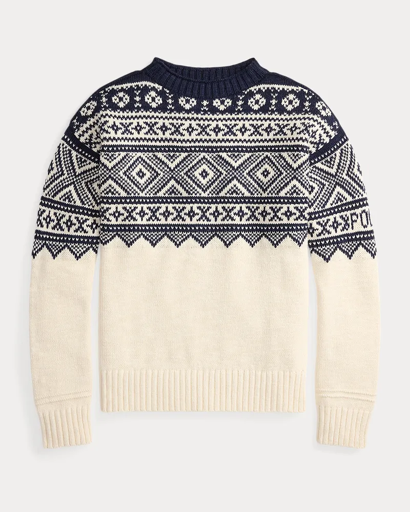 Ralph Lauren Gemusterter Baumwoll-Kaschmir-Pullover Cream