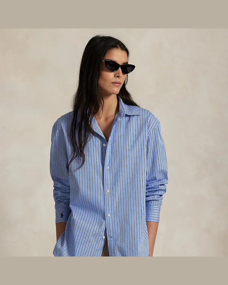 Ralph Lauren Übergroßes Baumwollhemd mit Streifen Multi