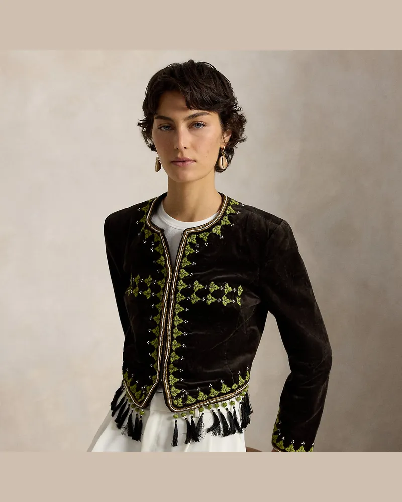 Ralph Lauren Samtjacke mit Verzierung Brown