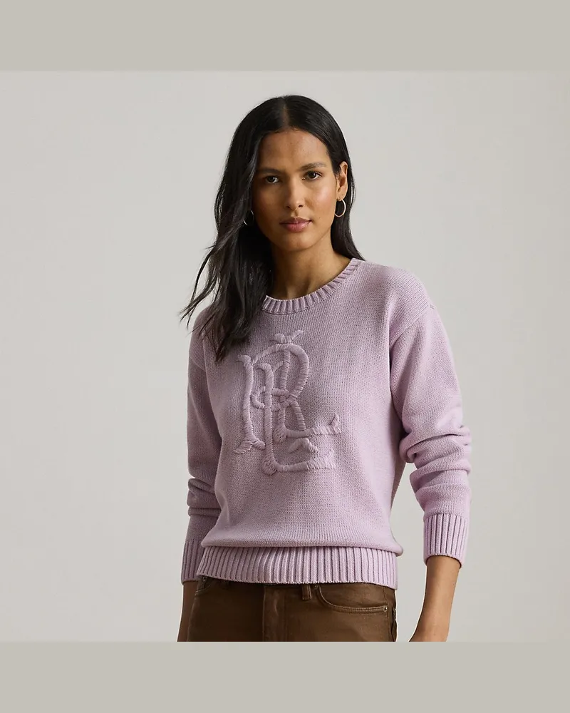 Ralph Lauren Baumwollpullover mit gesticktem Logo Purple