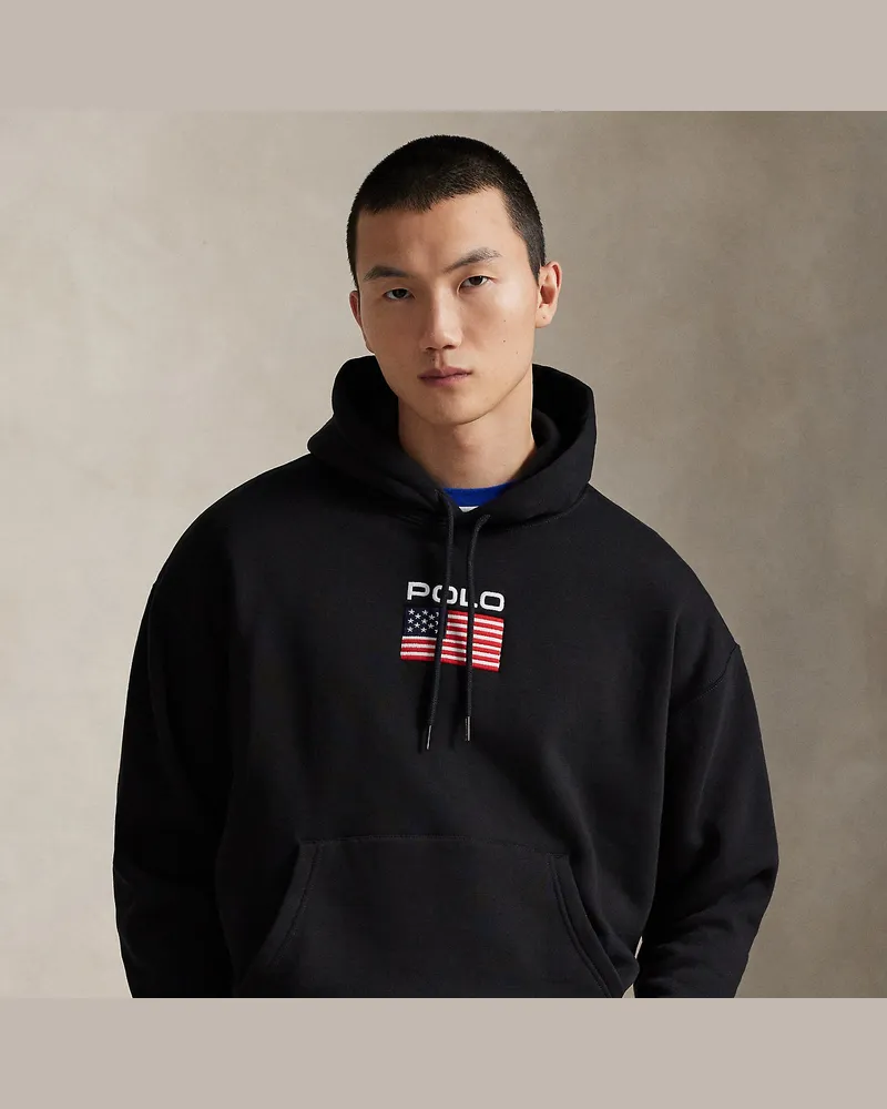 Ralph Lauren Fleece-Kapuzenpullover mit Flagge Black