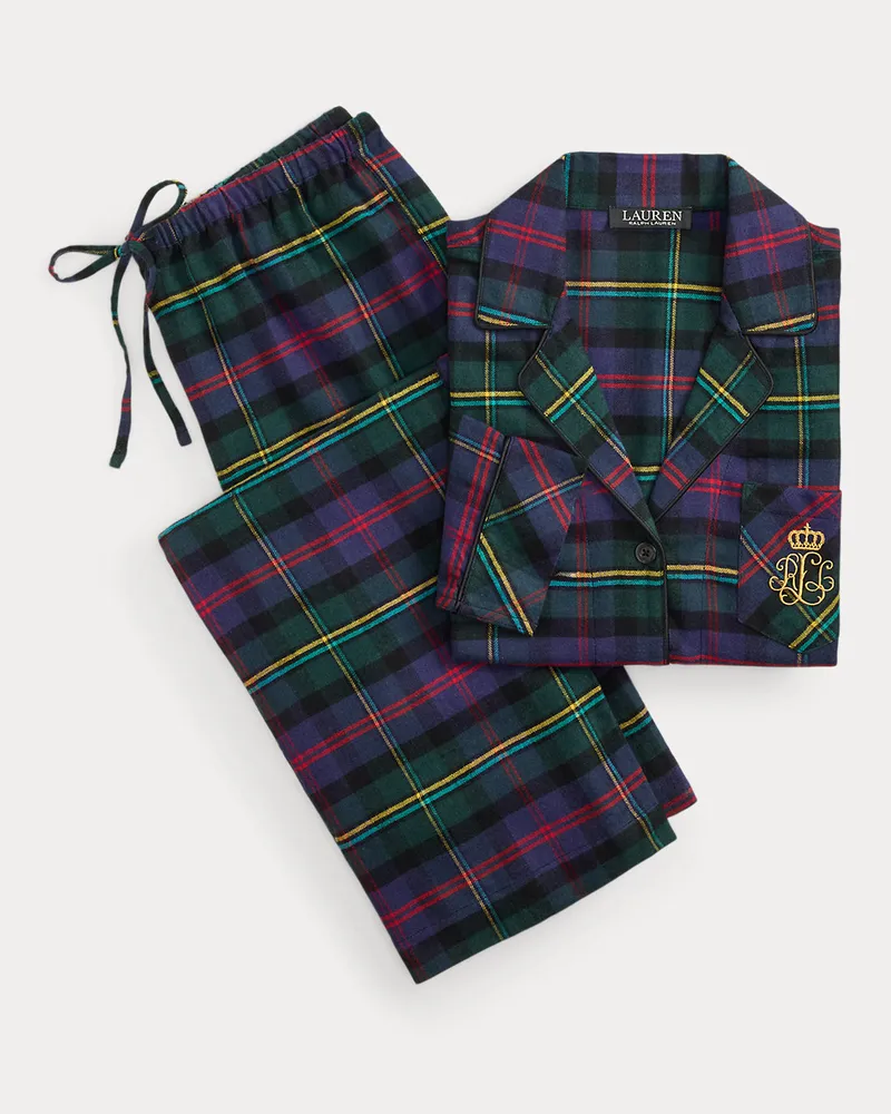 Ralph Lauren Karierter Pyjama aus angerautem Twill Green