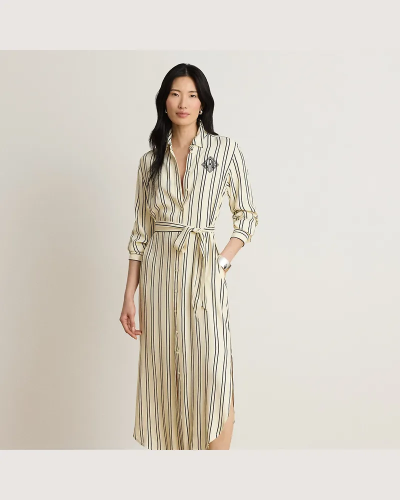 Ralph Lauren Gestreiftes Jacquard-Hemdkleid Cream