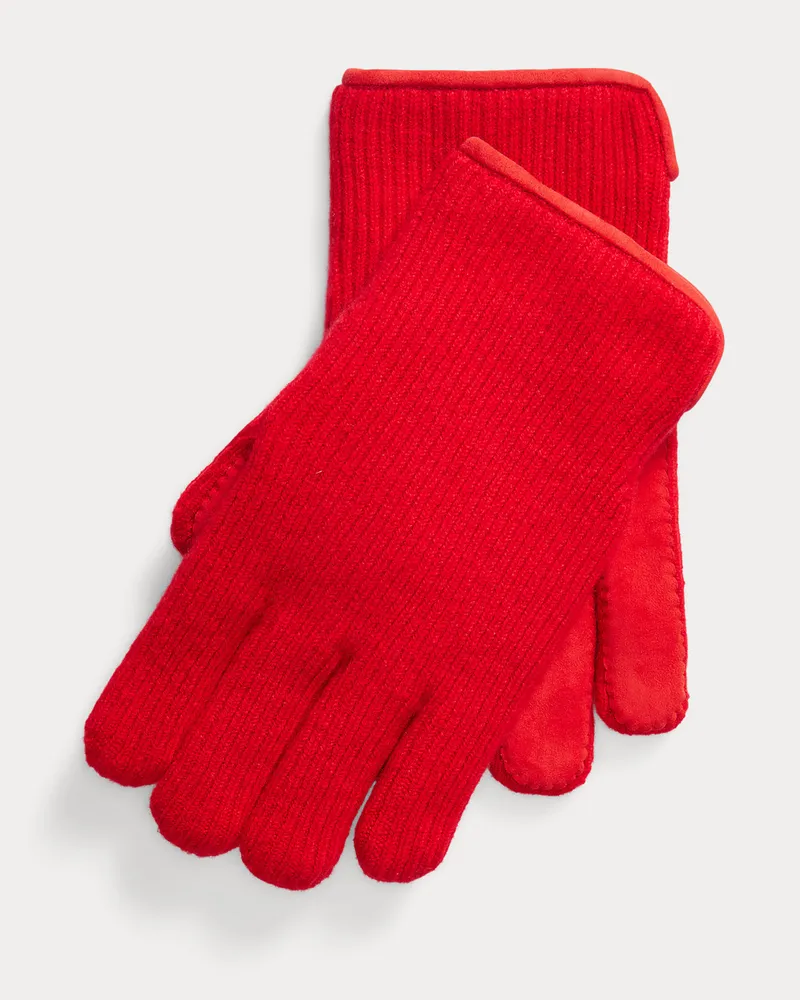 Ralph Lauren Kaschmir- und Lammwildleder-Handschuhe Red