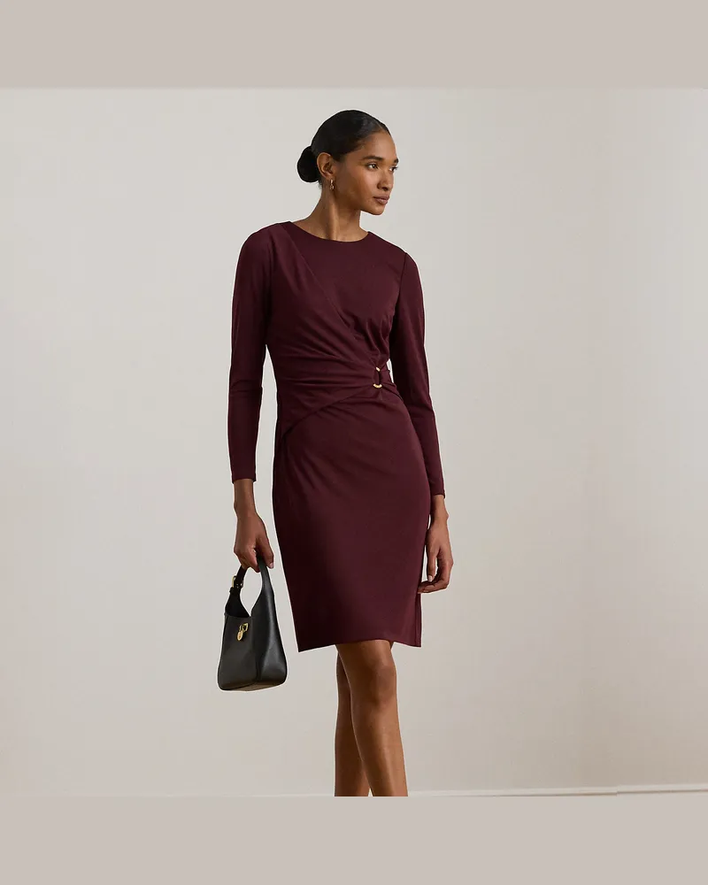 Ralph Lauren Jersey Three-Quarter-Sleeve Dress Red