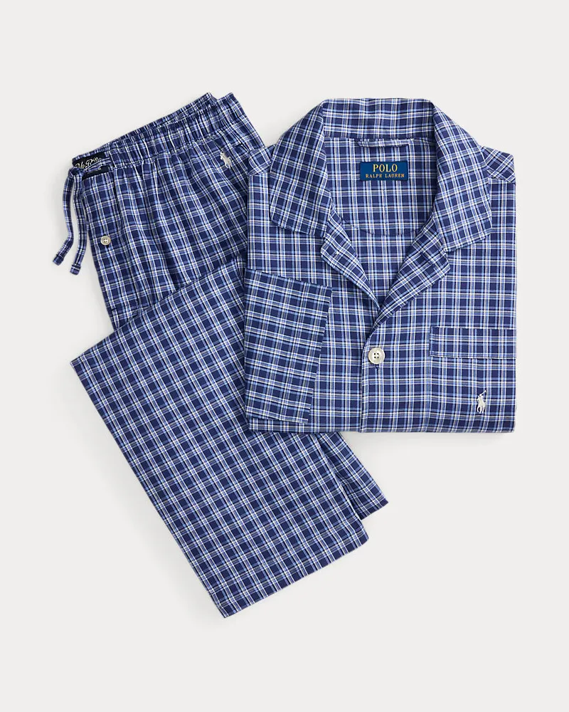 Ralph Lauren Baumwollpyjama mit Monogrammdruck Blue