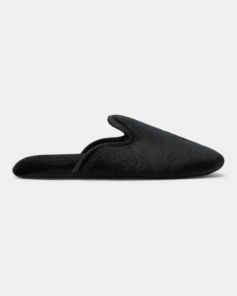 Ralph Lauren Samt-Slipper mit Monogramm Black