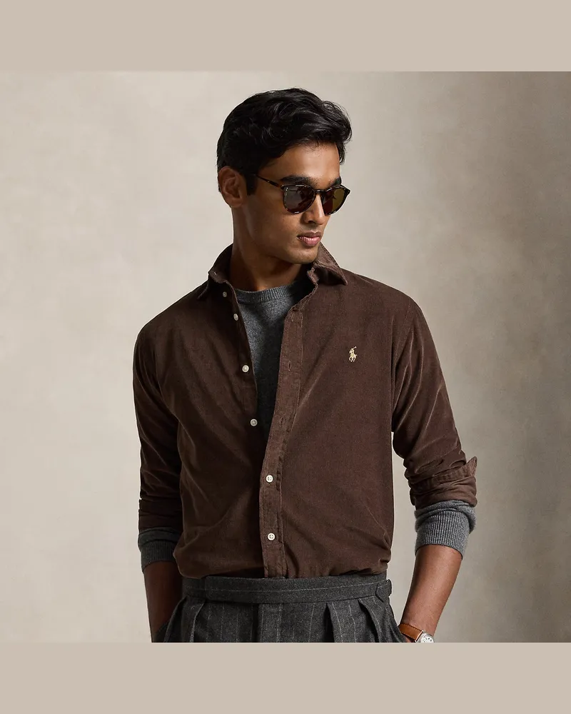 Ralph Lauren Custom-Fit-Kordsamthemd Brown