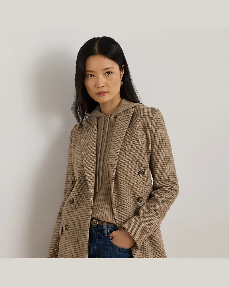 Ralph Lauren Kurzgrößen - Zweireihiger Twillblazer mit Wolle Brown