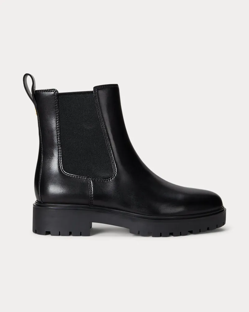 Ralph Lauren Stiefelette Allyson aus poliertem Leder Black