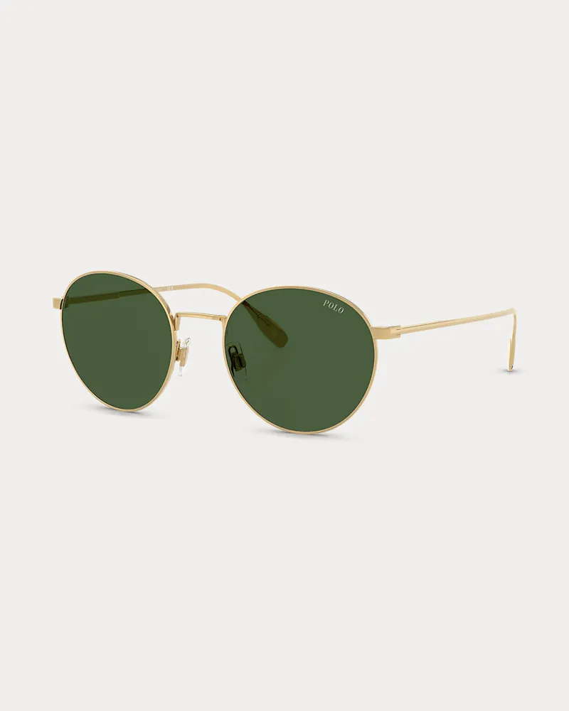 Ralph Lauren Runde Sonnenbrille mit Ruderstreifen Gold