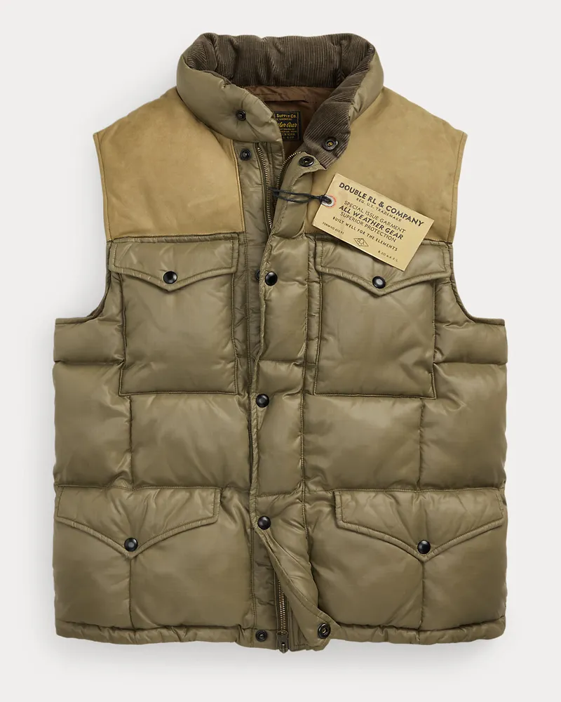 Ralph Lauren Ripstop-Steppweste mit Lederpasse Green