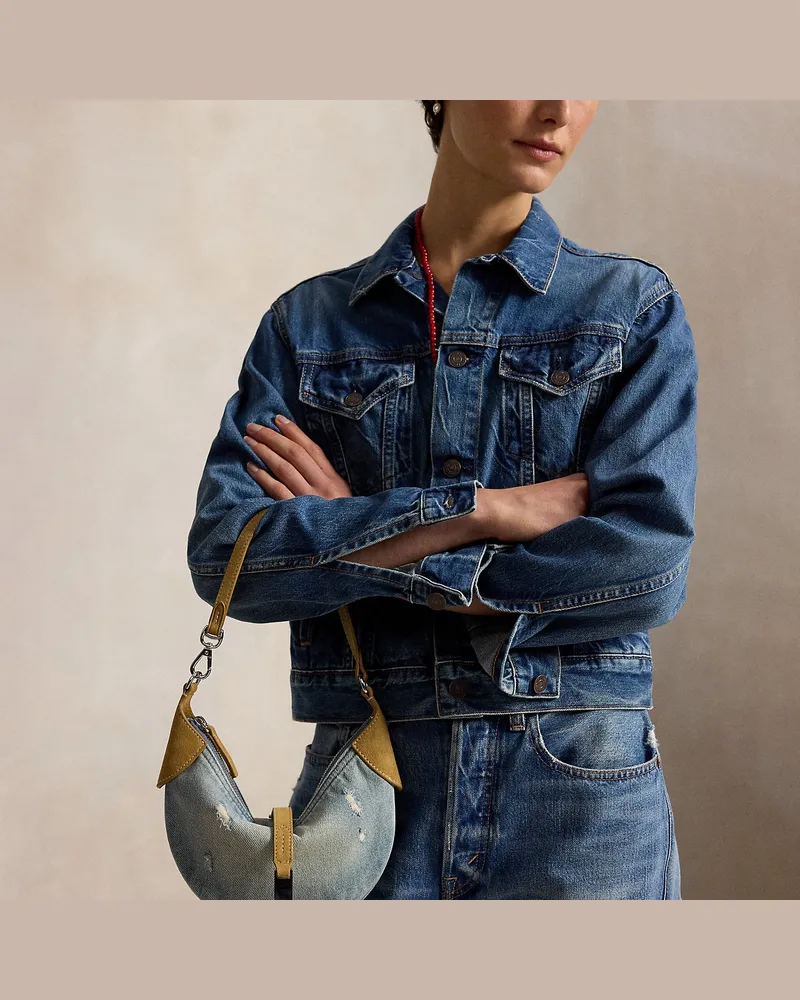 Ralph Lauren Mini-Schultertasche Polo ID aus Denim Blue