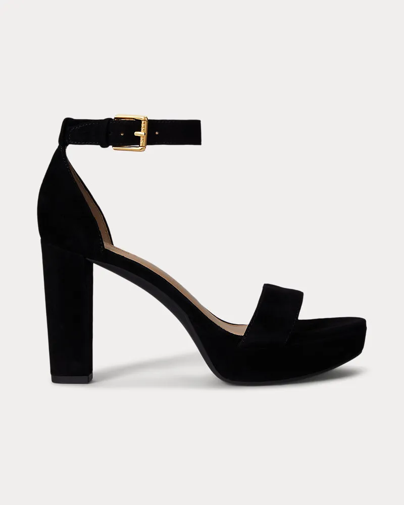 Ralph Lauren Plateausandale Sylvia aus Wildleder Black