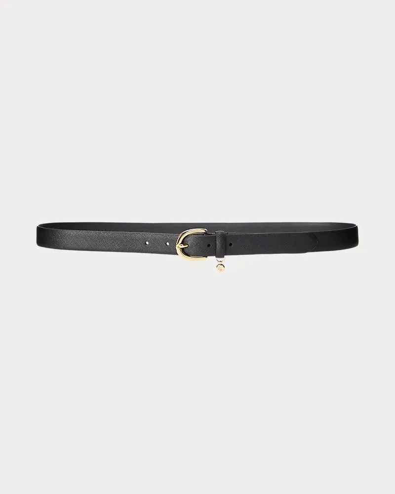 Ralph Lauren Gürtel aus Schraffurleder mit Anhänger Black