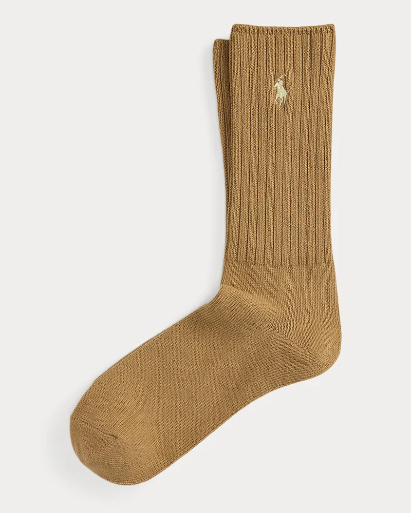 Ralph Lauren Crew-Socken mit charakteristischem Pony Tan