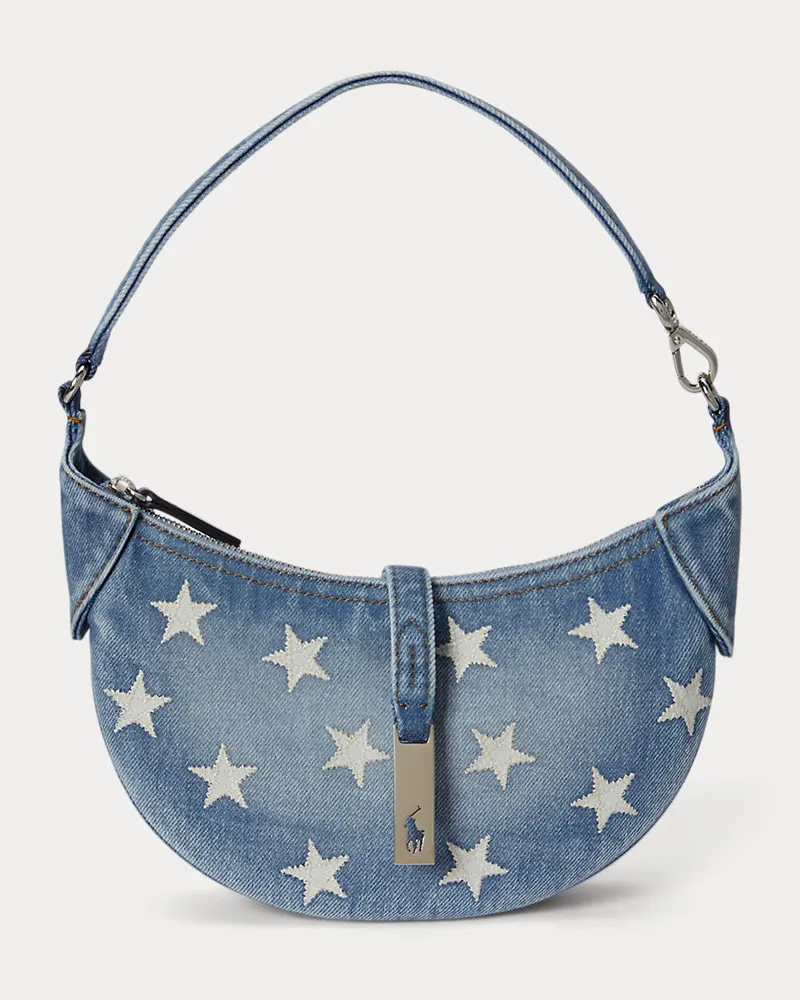 Ralph Lauren Mini-Schultertasche Polo ID mit Sternen Blue