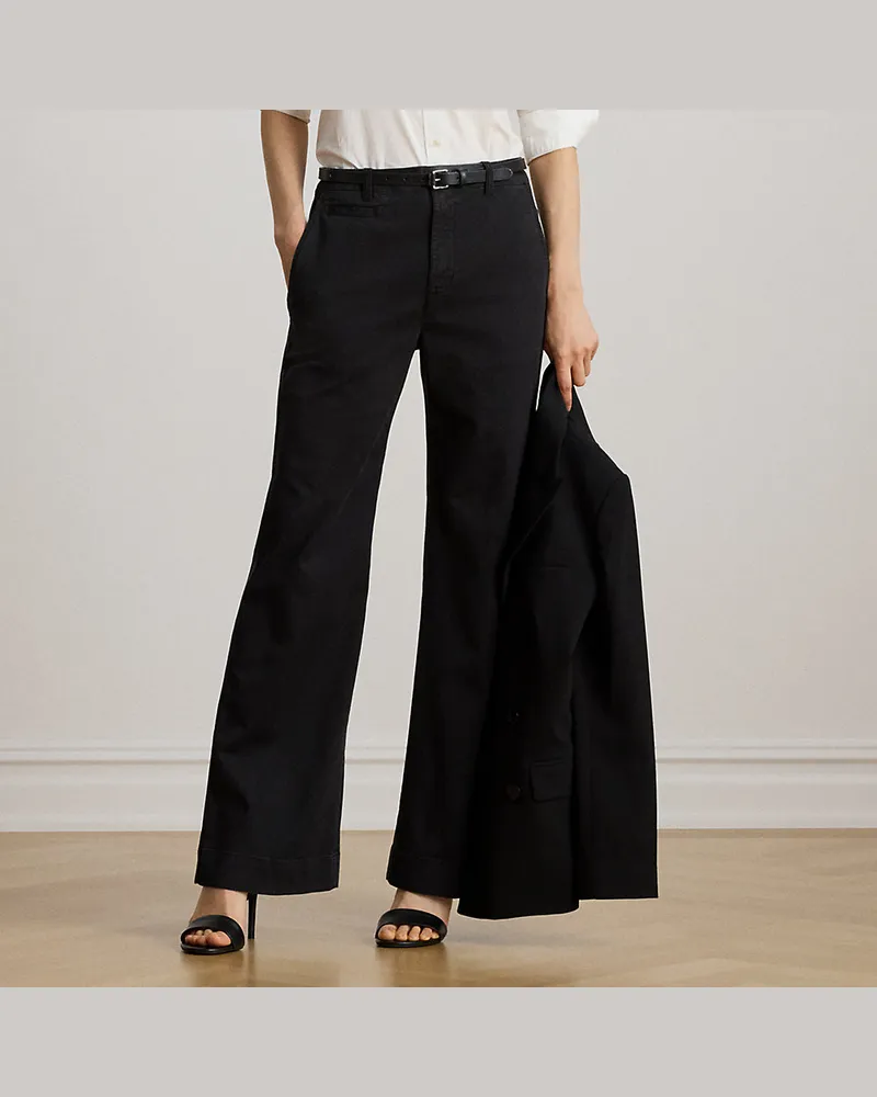 Ralph Lauren Ausgestellte Baumwollstretch-Chinohose Black