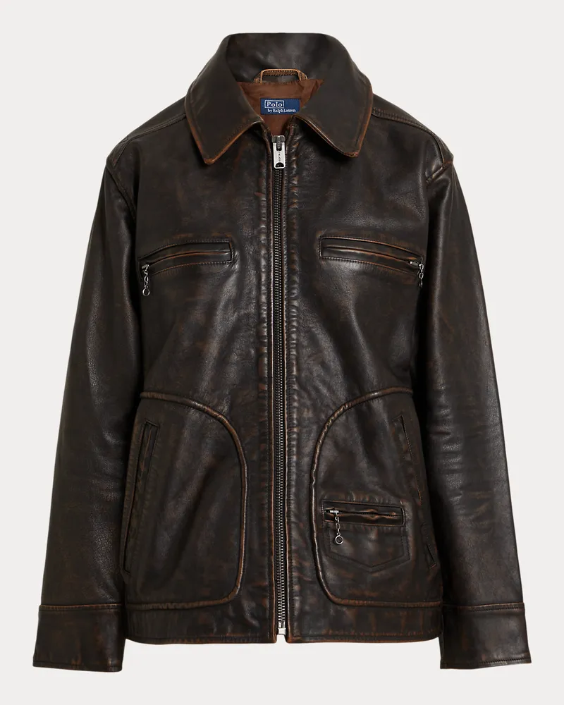 Ralph Lauren Bikerjacke aus Leder Brown