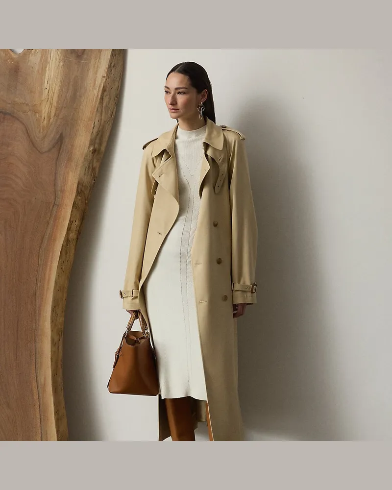 Ralph Lauren Geripptes Pulloverkleid mit Flügelärmeln Cream
